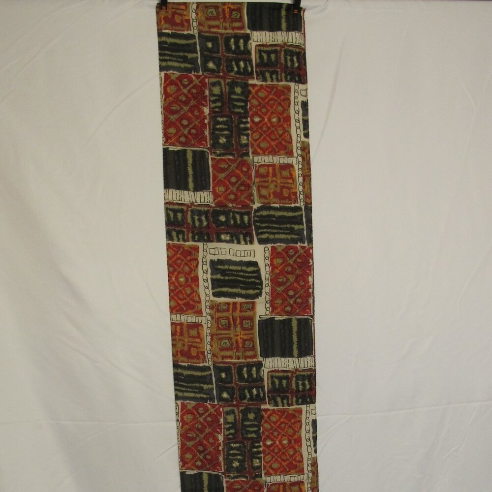 Silk scarf, geometric, red and black